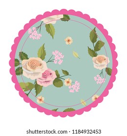 rustic circle with exotic roses and leaves