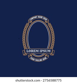 Rustic Circular Frame Badge Label Emblem With Ribbon Banner Scroll Silhouette