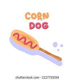 Rustic closeup of fried corndog with ketchup and text. Perfect for T-shirt, poster, logo, menu and print. Hand drawn vector illustration for decor and design.


