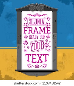 Rustic Colonial Frame vector illustration, ready to place your text or design