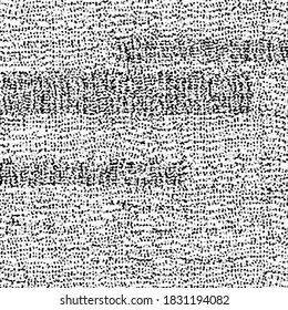 Rustic cotton towel. Damaged knit texture. Artwork in black and white.