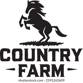 : Rustic Country Farm Logo – Bold Horse Silhouette Branding