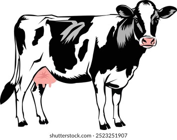 Rustic Cow vector art design, symbolizing agriculture and nature, perfect for farm-themed branding and creative projects.