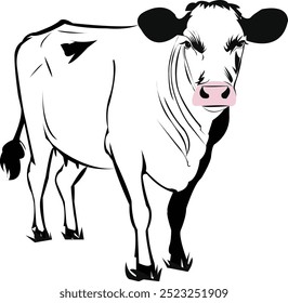 Rustic Cow vector art design, symbolizing agriculture and nature, perfect for farm-themed branding and creative projects.