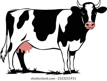 Rustic Cow vector art design, symbolizing agriculture and nature, perfect for farm-themed branding and creative projects.