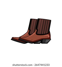 botas de cowboy rústico desenho animado. bordado pontiagudo, snip quadrado, camurça exótica sinal de botas de cowboy rústico.