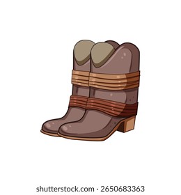 rústico cowgirl botas cartoon. clássico rodeio, broto bordado, pontas quadradas rústicas vaqueira botas sinal.