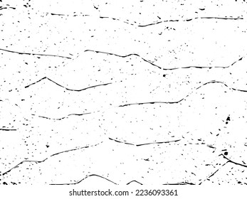 Rustic cracked vector texture with many cracks and scratches. Abstract background. Broken and damaged surface. Aged backdrop. Vector graphic illustration with transparent white. EPS10.