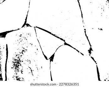 Rustic cracked vector texture with many cracks and scratches. Abstract background. Broken and damaged surface. Aged backdrop. Vector graphic illustration with transparent white. EPS10.