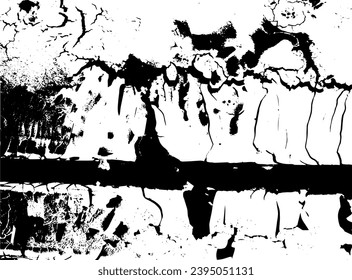 Rustic cracked vector texture with many cracks and scratches. Abstract background. Broken and damaged surface. Aged backdrop. Vector graphic illustration with transparent white. EPS10.