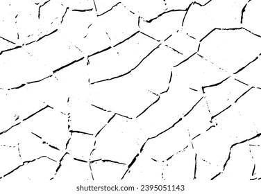 Rustic cracked vector texture with many cracks and scratches. Abstract background. Broken and damaged surface. Aged backdrop. Vector graphic illustration with transparent white. EPS10.