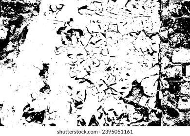 Rustic cracked vector texture with many cracks and scratches. Abstract background. Broken and damaged surface. Aged backdrop. Vector graphic illustration with transparent white. EPS10.