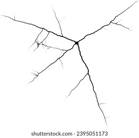 Rustic cracked vector texture with many cracks and scratches. Abstract background. Broken and damaged surface. Aged backdrop. Vector graphic illustration with transparent white. EPS10.