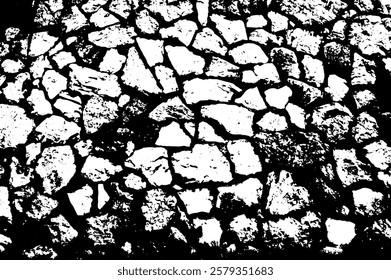 Rustic cracked vector texture with many cracks and scratches. Abstract background. Broken and damaged surface. Aged backdrop. Vector graphic illustration with transparent white. EPS10.