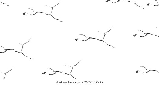 Rustic cracked vector texture with many cracks and scratches. Abstract background. Broken and damaged surface. Aged backdrop. Vector graphic illustration with transparent white. EPS10.
