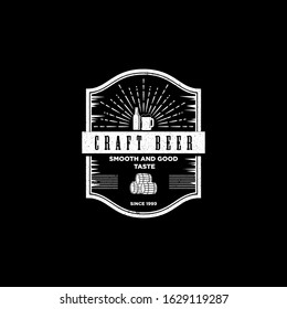 rustic craft beer logo design, vintage pub and bar logo vector