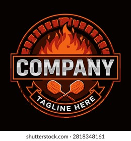 Rustic culinary logo boosting brand identity for wood-fired ovens.