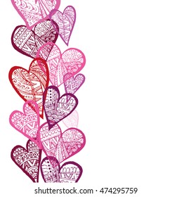 Rustic decorative lace heart. Hand drawn vintage vector design set. Vector illustration