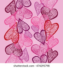 Rustic decorative lace heart. Hand drawn vintage vector design set. Vector illustration