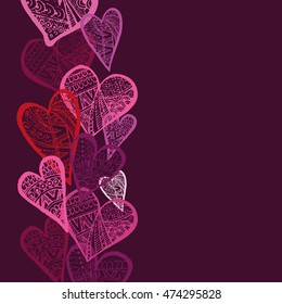 Rustic decorative lace heart. Hand drawn vintage vector design set. Vector illustration