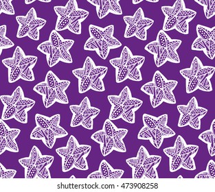 Rustic decorative stars. Hand drawn vintage vector design seamless pattern. Vector illustration