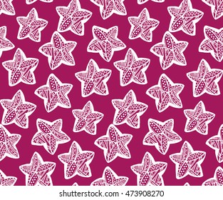 Rustic decorative stars. Hand drawn vintage vector design seamless pattern. Vector illustration