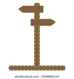 Rustic Directional Signpost. Vector illustration isolated on clear background.