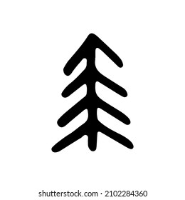 Rustikaler Weihnachtsbaum. Winterwald, handgezeichnet, Vektorgrafik