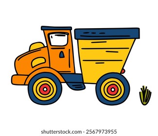 Rustic Dump Truck with a Vibrant Hue for a Sturdy and Picturesque Farm Work Adventure Theme Vector illustration
