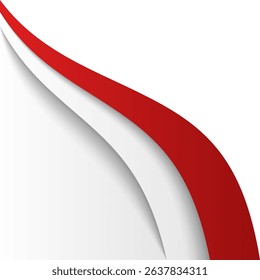 Rustic Dynamic Wave Indonesian Flag Corner Header Footer Shape Vector Assets for Flyer, Banner, Poster, Etc. Corner Frame Shape