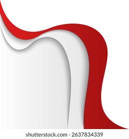 Rustic Dynamic Wave Indonesian Flag Corner Header Footer Shape Vector Assets for Flyer, Banner, Poster, Etc. Corner Frame Shape