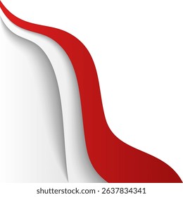 Rustic Dynamic Wave Indonesian Flag Corner Header Footer Shape Vector Assets for Flyer, Banner, Poster, Etc. Corner Frame Shape