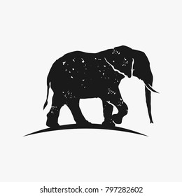 Rustic elephant logo design inspiration isolated on white background, Hipster logo design element