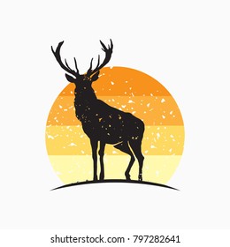 Rustic Elk Silhouette Logo Inspiration Isolated On White Background