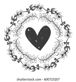 rustic emblem leaves plants icon