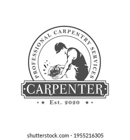Rustic Emblem Professional Carpentry Service premium vector