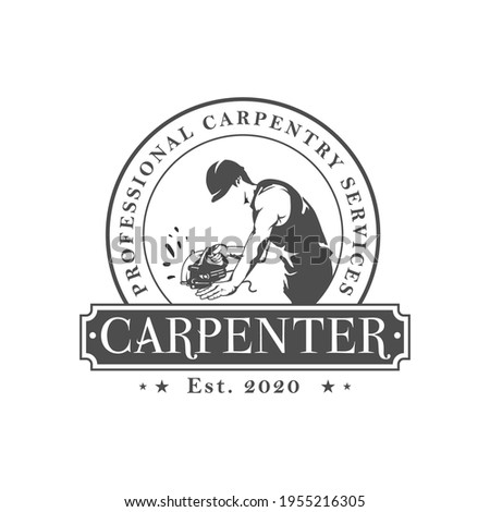Rustic Emblem Professional Carpentry Service premium vector