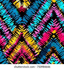 Rustic embroidery seamless pattern.Vector traditional fashion ornament patch crosslinked in a rough manner