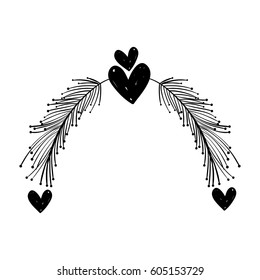 rustic feathers with hearts decoration