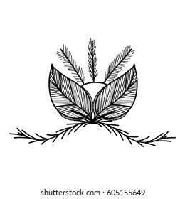 rustic feathers with leaves and branches