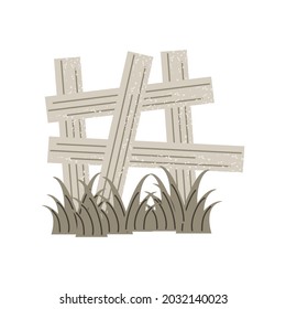 rustic fence and grass icon isolated