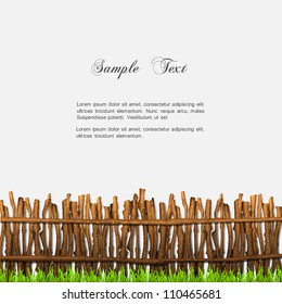Rustic Fence With Grass. Vector Illustration