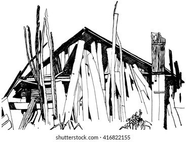 Rustic Finca. Vector logo design template village or farm icon.