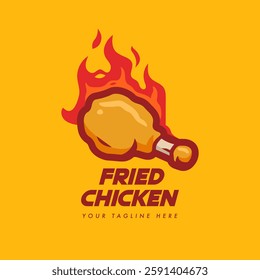 rustic fire chicken leg logo, flame hot symbol vector icon illustration for fast food restaurant icon mascot