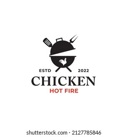 rustic fire chicken logo, hen flame hot symbol vector icon illustration, modern gradient logo , fast food restaurant app icon