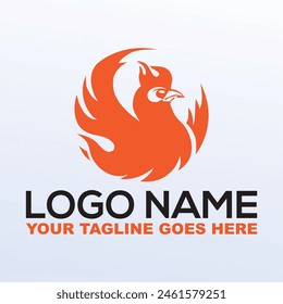 rustic fire chicken logo, hen flame hot symbol vector icon illustration, modern gradient logo , fast food restaurant app icon Simple and elegant chicken designs vector logo