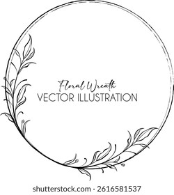 Rustic floral botanical wreath frame for logo branding and wedding card invitation