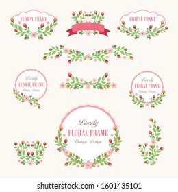 Floral Frame Collection Set Cute Retro Stock Vector (Royalty Free ...