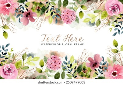 rustic floral frame watercolor background