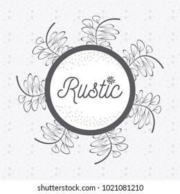 Rustic floral round frame hand drawn